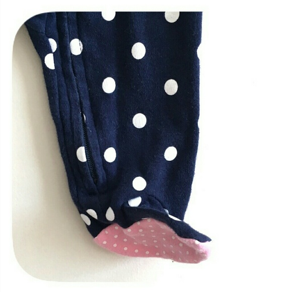 ❤Navy and Pink Baby Girl frog footed sleeper - Picture 3 of 4